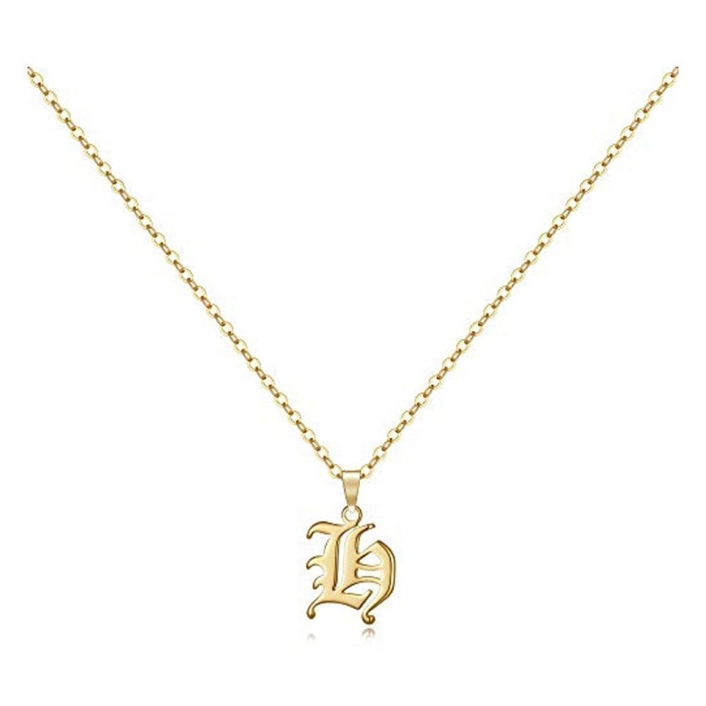 Letter H - Gold Old English Initial Necklace​